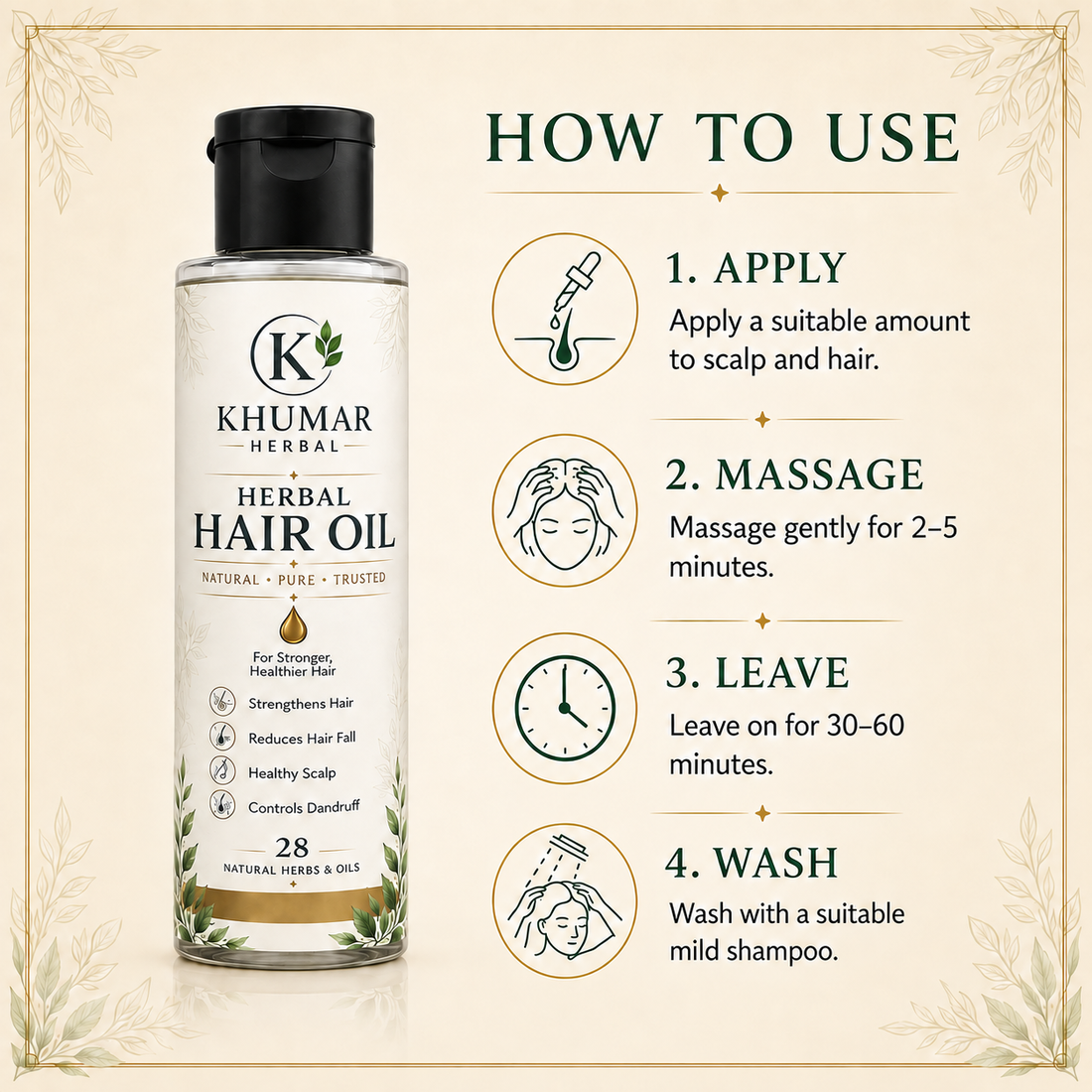How to use Khumar Herbal Hair Oil for a pre-wash routine