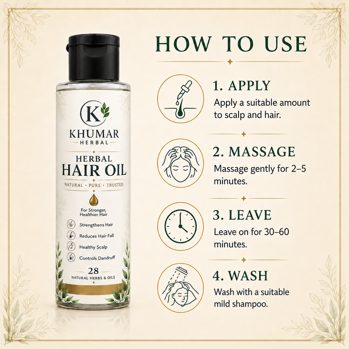 How to use Khumar Herbal Hair Oil for a pre-wash routine