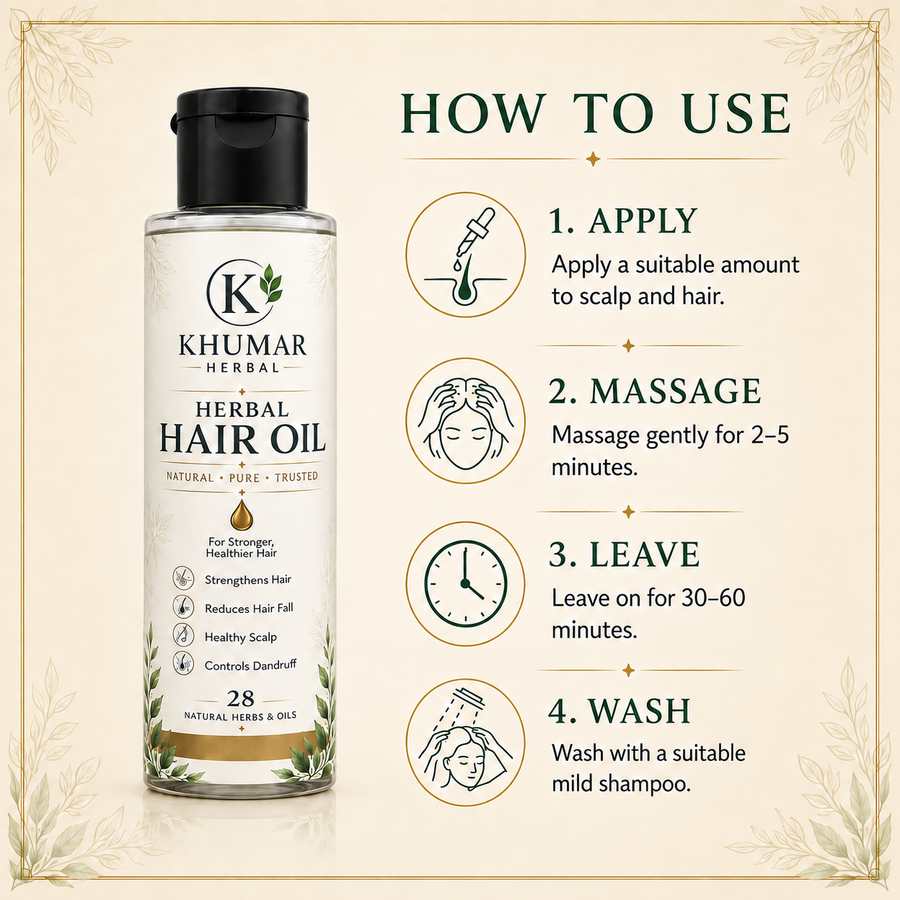 How to use Khumar Herbal Hair Oil for a pre-wash routine