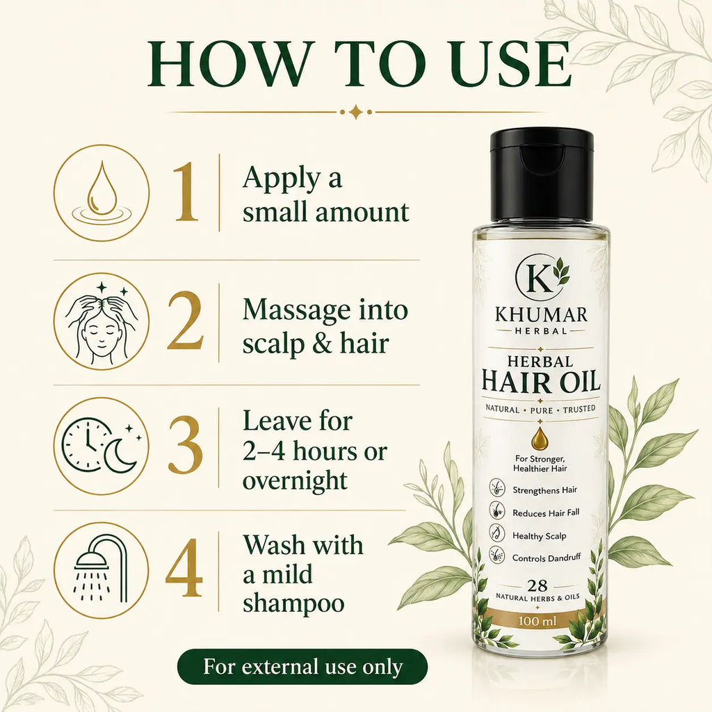 How to use Khumar Herbal Hair Oil