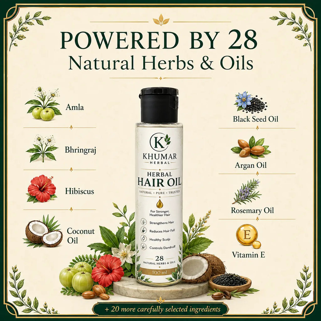 Khumar Herbal Hair Oil hero ingredients