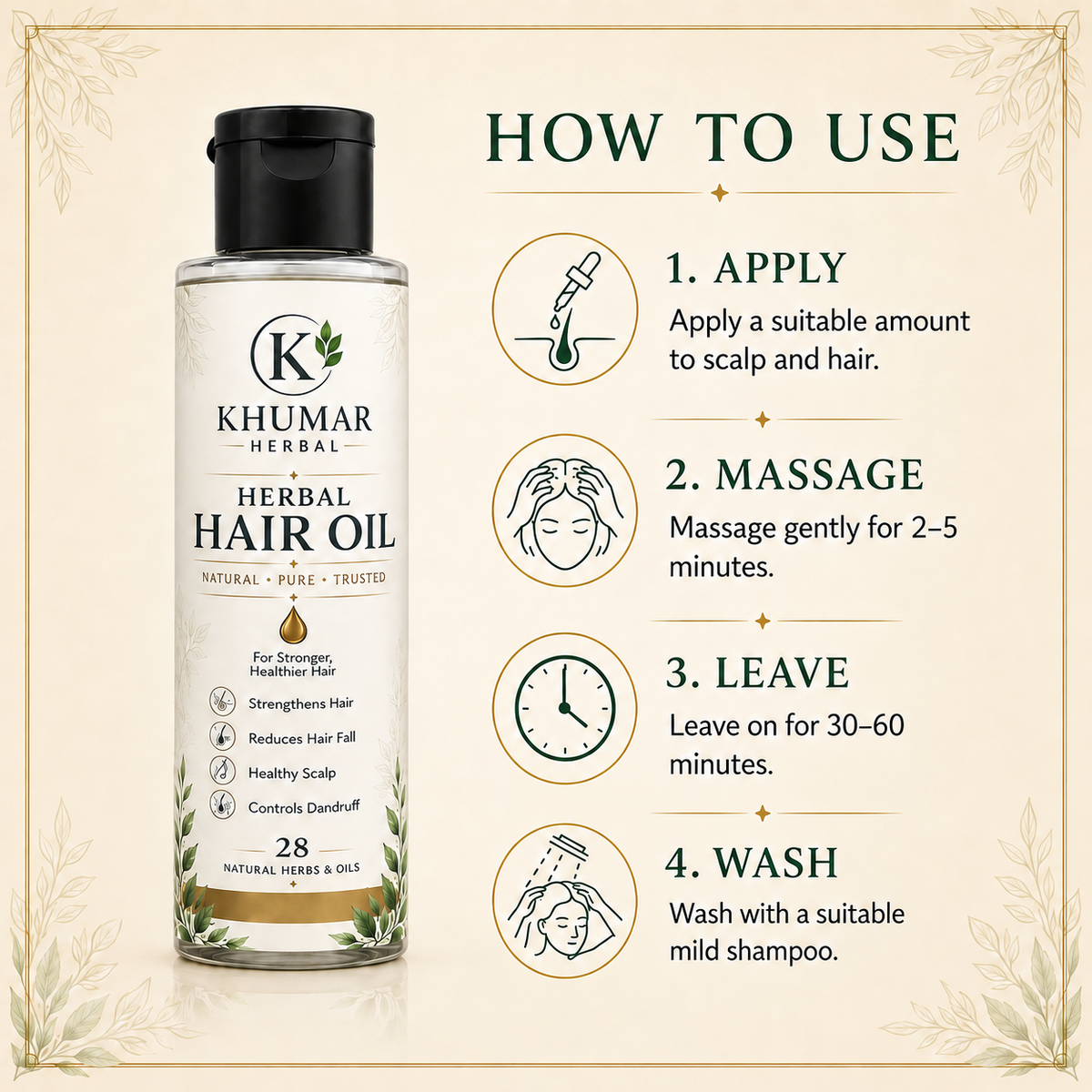How to use Khumar Herbal Hair Oil