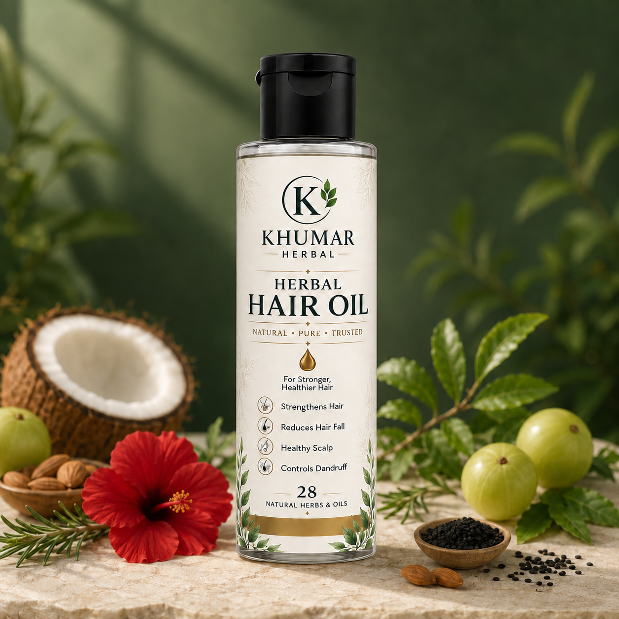 Khumar Herbal Hair Oil with natural botanicals